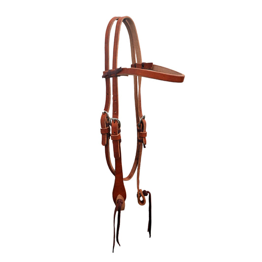 E-2032-PK Elite 1" straight browband headstall harness leather with pineapple knot