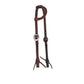 Elite flat one ear headstall toast leather basket tooled.