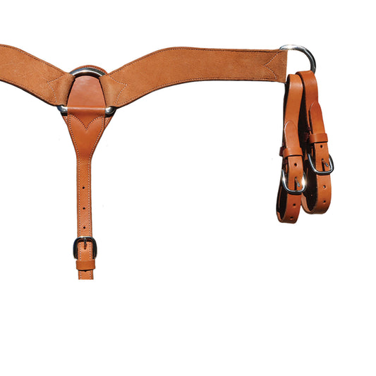 2-3/4" Elite breast collar rough out golden leather with double tugs.