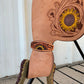 M-304-SUN Stirrups hobble straps golden leather sunflower tooling with background paint
