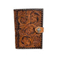 Bible cover golden leather mini wild rose tooling with paint to the edge and buckstitch