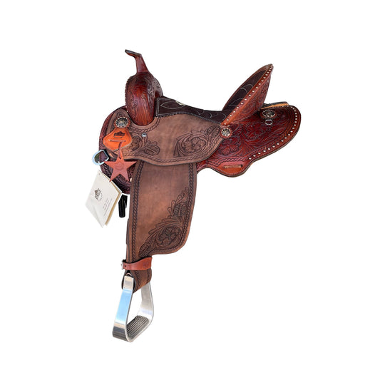 15" Desert Heir Barrel Saddle (copper spots & pencil roll)