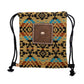 Drawstring bag with rough out chocolate leather geo-aztec tooling with buckstitch