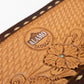 White croc handbag golden leather patch basket and wyoming tooling with buckstitch and paint to the edge