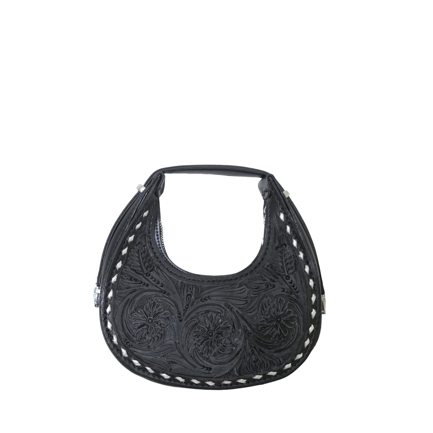 The Alamo Mini Handbag with silver buckstitch