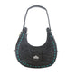 The Alamo Mini Handbag black leather with teal buckstitch
