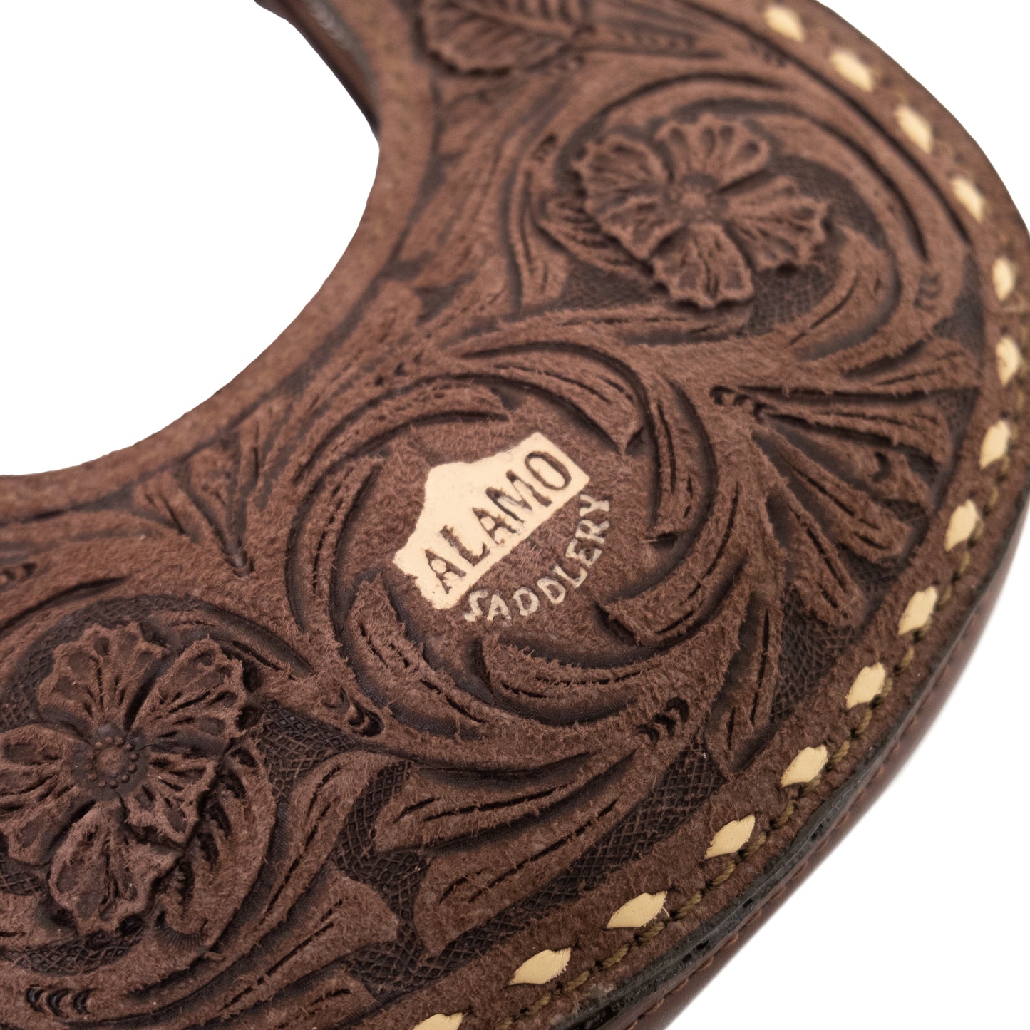 The Alamo Mini Handbag chocolate leather wyoming tooling with buckstitch