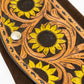 Handbag chocolate suede with sunflower tooling