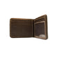 Bi-fold wallet rough out chocolate leather with buckstitch