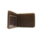 Bi-fold wallet rough out chocolate leather with buckstitch