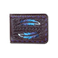 Bi-fold wallet chocolate leather feather tooling