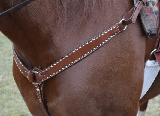 3023-TBS 1-3/4" Contour breast collar toast leather with buckstitch