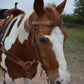 3800-AO 3" Breast collar rough out toast leather with oak leaf tooled patch, buckstitch, and double tugs