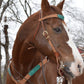 3022-AOT 1-3/4" Contour breast collar rough out chocolate leather with tooled patch and buckstitch