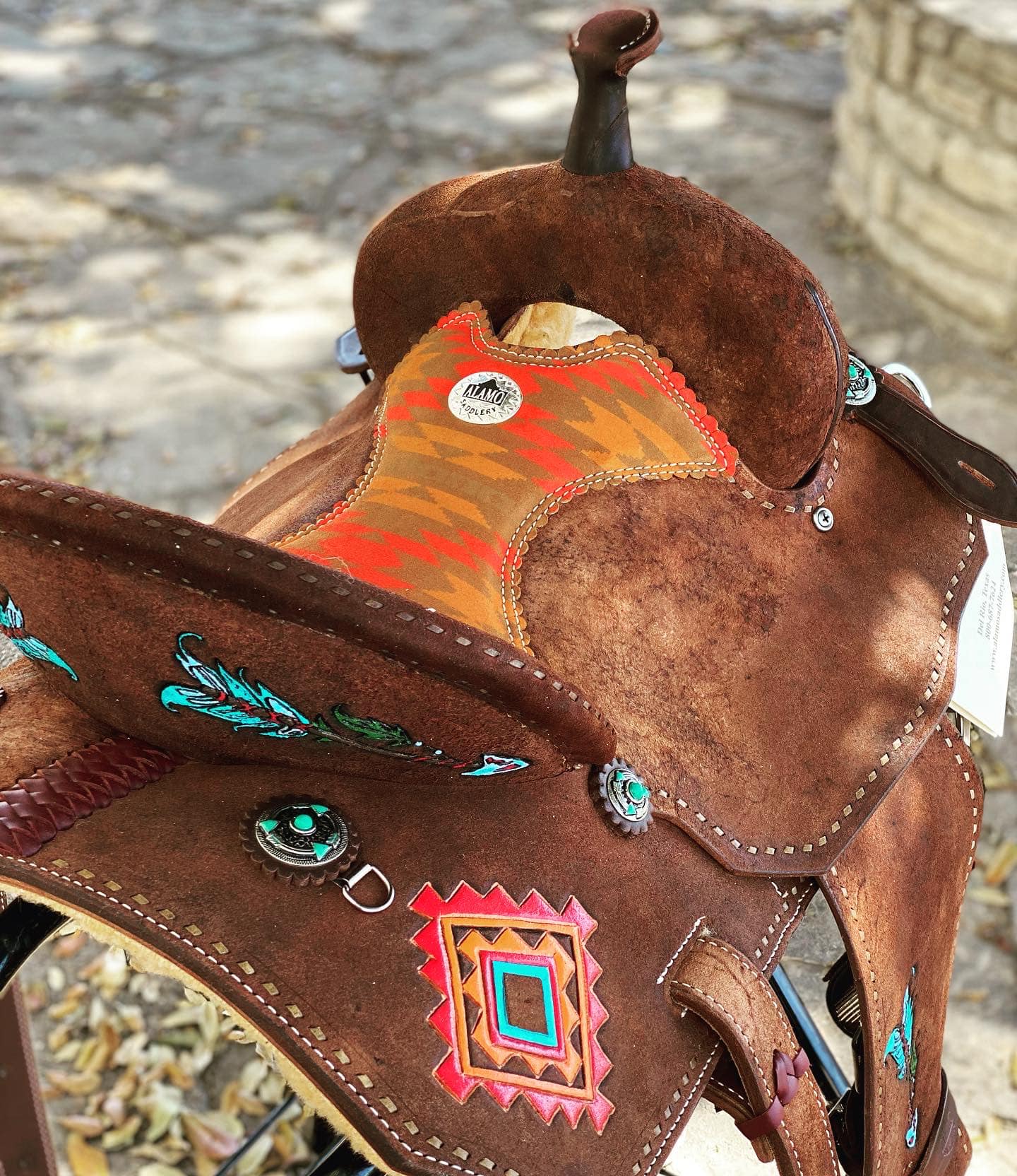 Custom Aztec Tooled Barrel Saddle – WhinneyWear