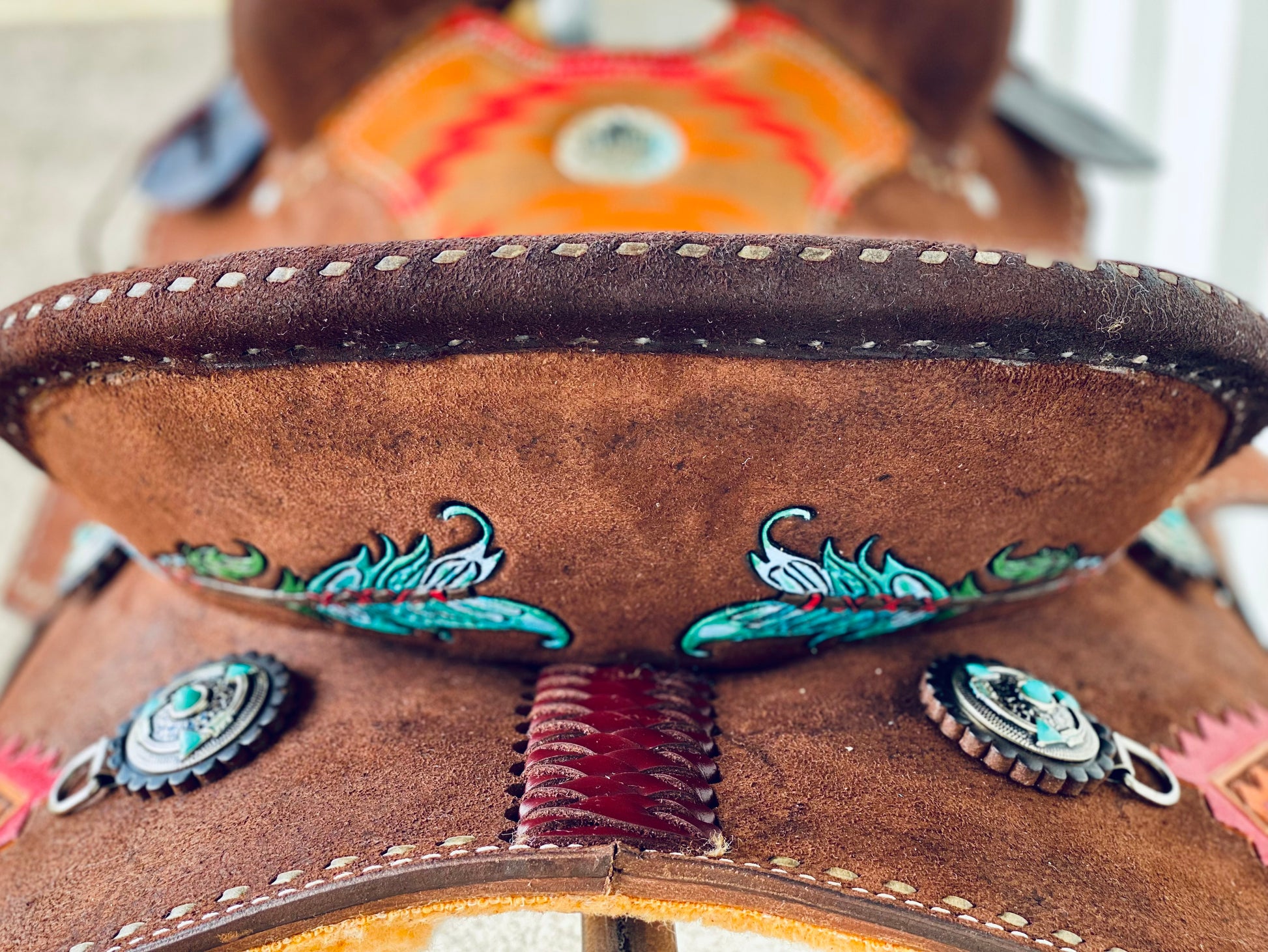 Custom Aztec Tooled Barrel Saddle – WhinneyWear