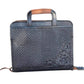 Cowboy Briefcase black and toast leather waffle and bell flower tooling