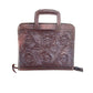 Cowboy Briefcase chocolate leather daisy tooling