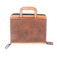 Cowboy Briefcase golden leather seashell tooling with buckstitch