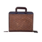 Cowboy Briefcase rough out chocolate leather crosscut tooling.