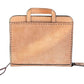 Cowboy Briefcase rough out golden leather with buckstitch