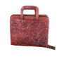 Cowboy Briefcase toast leather oak leaf tooling