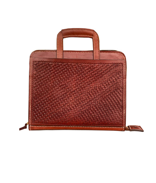 Cowboy Briefcase toast leather waffle tooling
