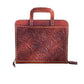 Cowboy Briefcase toast leather wild rose tooling with buckstitch