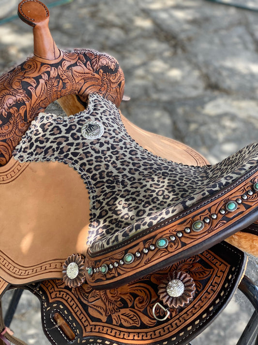 15" Cheetah Alamo Air Barrel Saddle