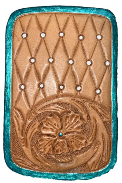 The Turquoise quilted floral Hair Brush