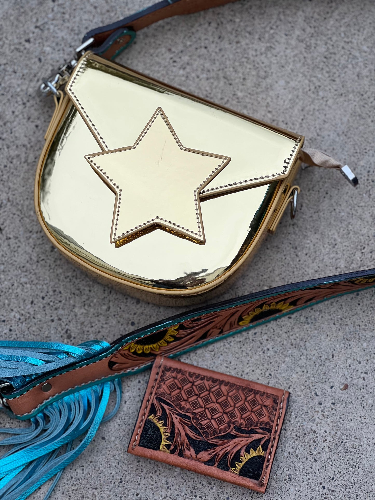 Metallic mini Star Saddle bag w/ FREE STADIUM BAG!