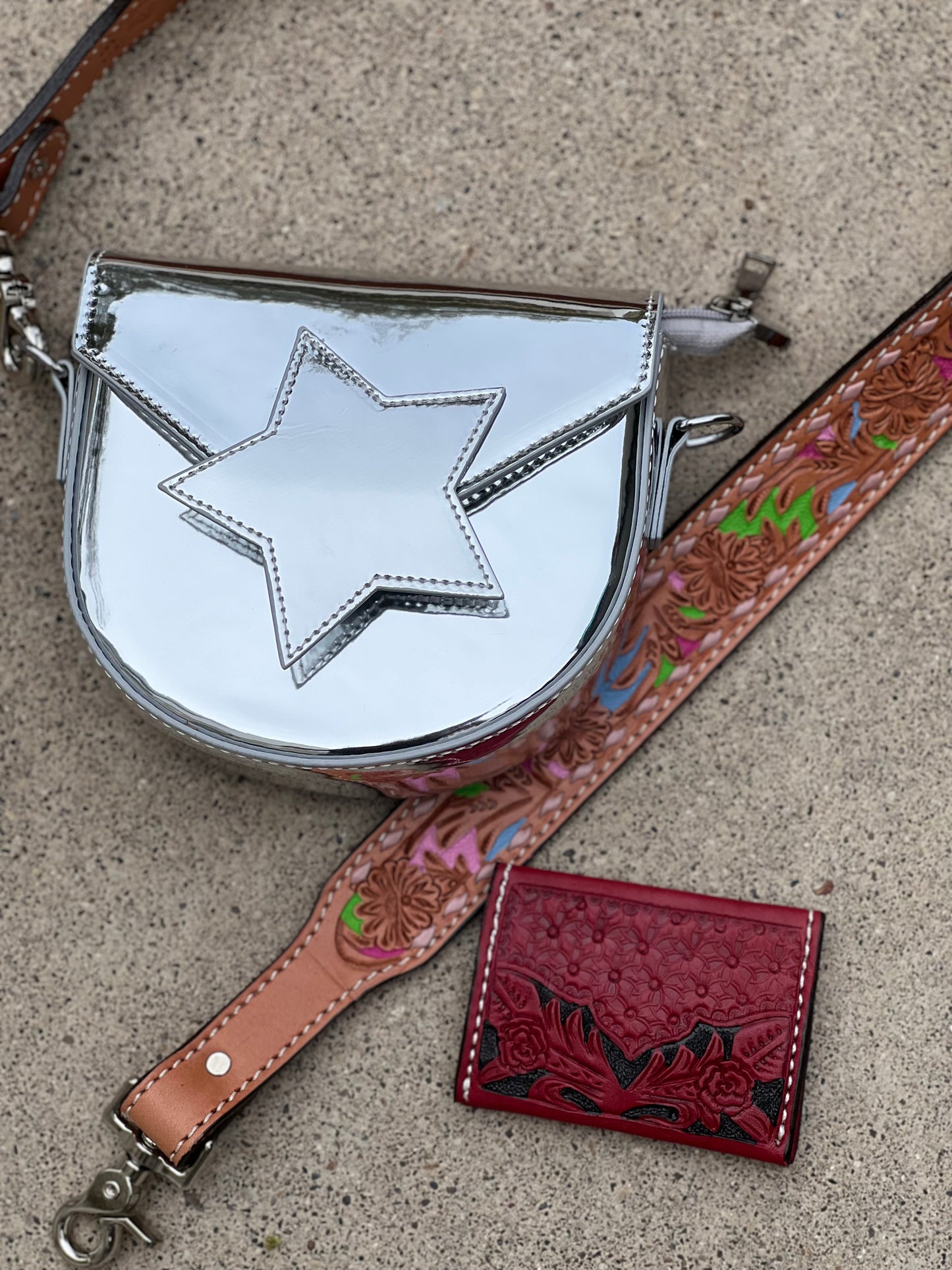 Metallic mini Star Saddle bag w/ FREE STADIUM BAG!