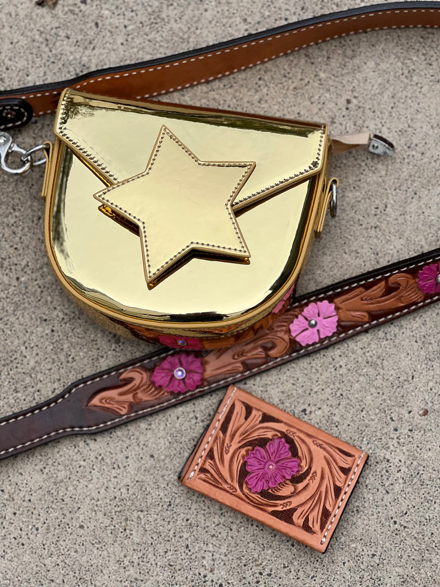 Metallic mini Star Saddle bag w/ FREE STADIUM BAG!