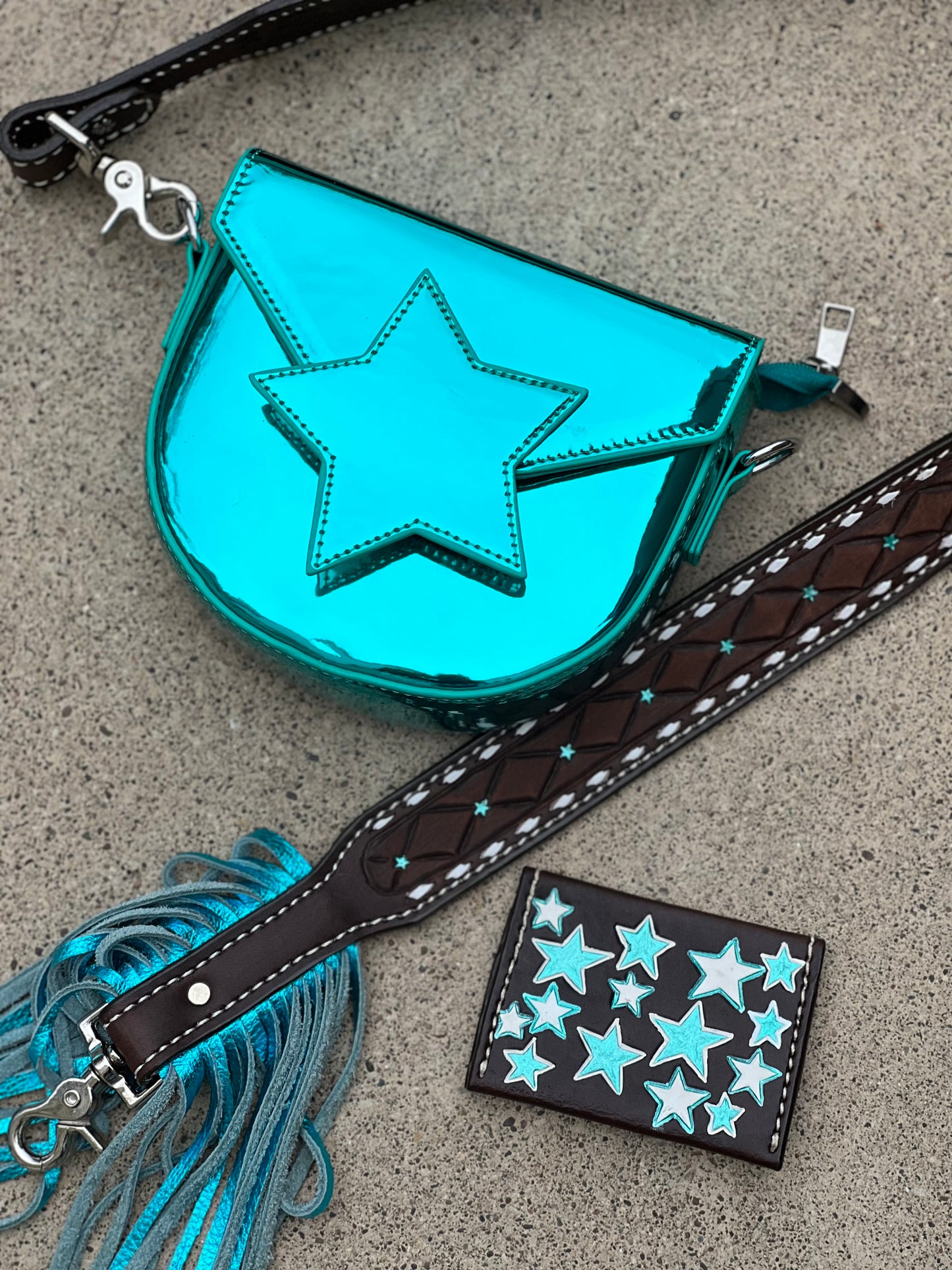 Metallic mini Star Saddle bag w/ FREE STADIUM BAG!