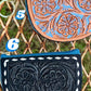 Baby Blue leather tooled keychains Coin bag