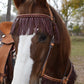 3F14-LC 1" Breast collar golden leather with center latigo braid and fringe