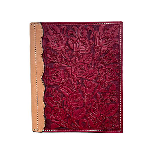 Large portfolio dirty pink and golden leather rose tooling