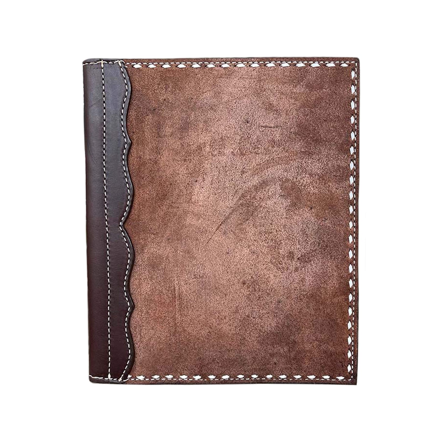 Large portfolio rough out chocolate leather with buckstitch
