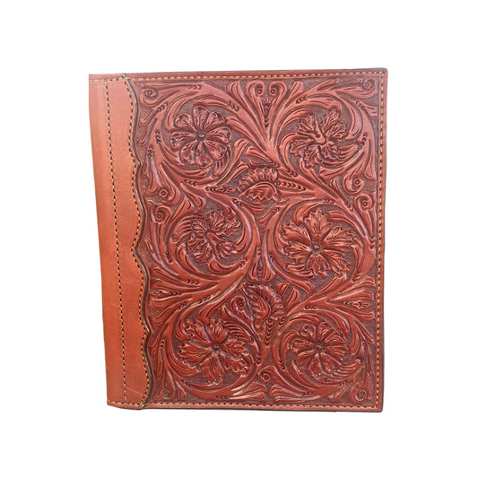 Large portfolio toast leather wyoming, bell flower, and daisy tooling
