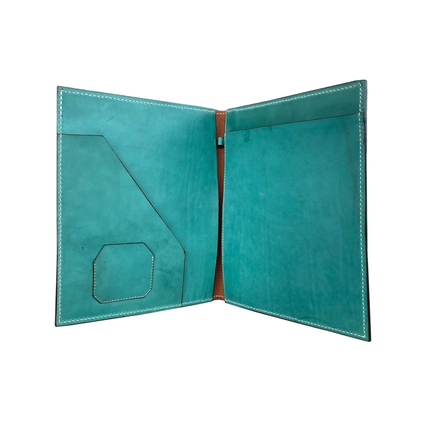 Large portfolio turquoise leather AA tooling with background paint