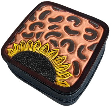 Mini black jewelry box with Sunflower and cheetah