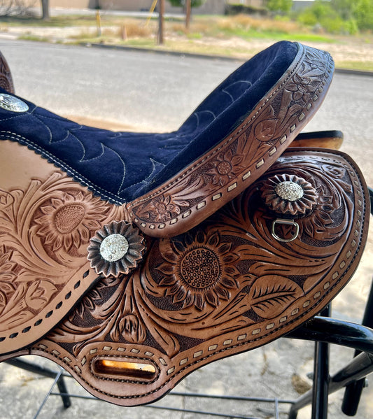 15" Sunflower NAVY Air Barrel Saddle