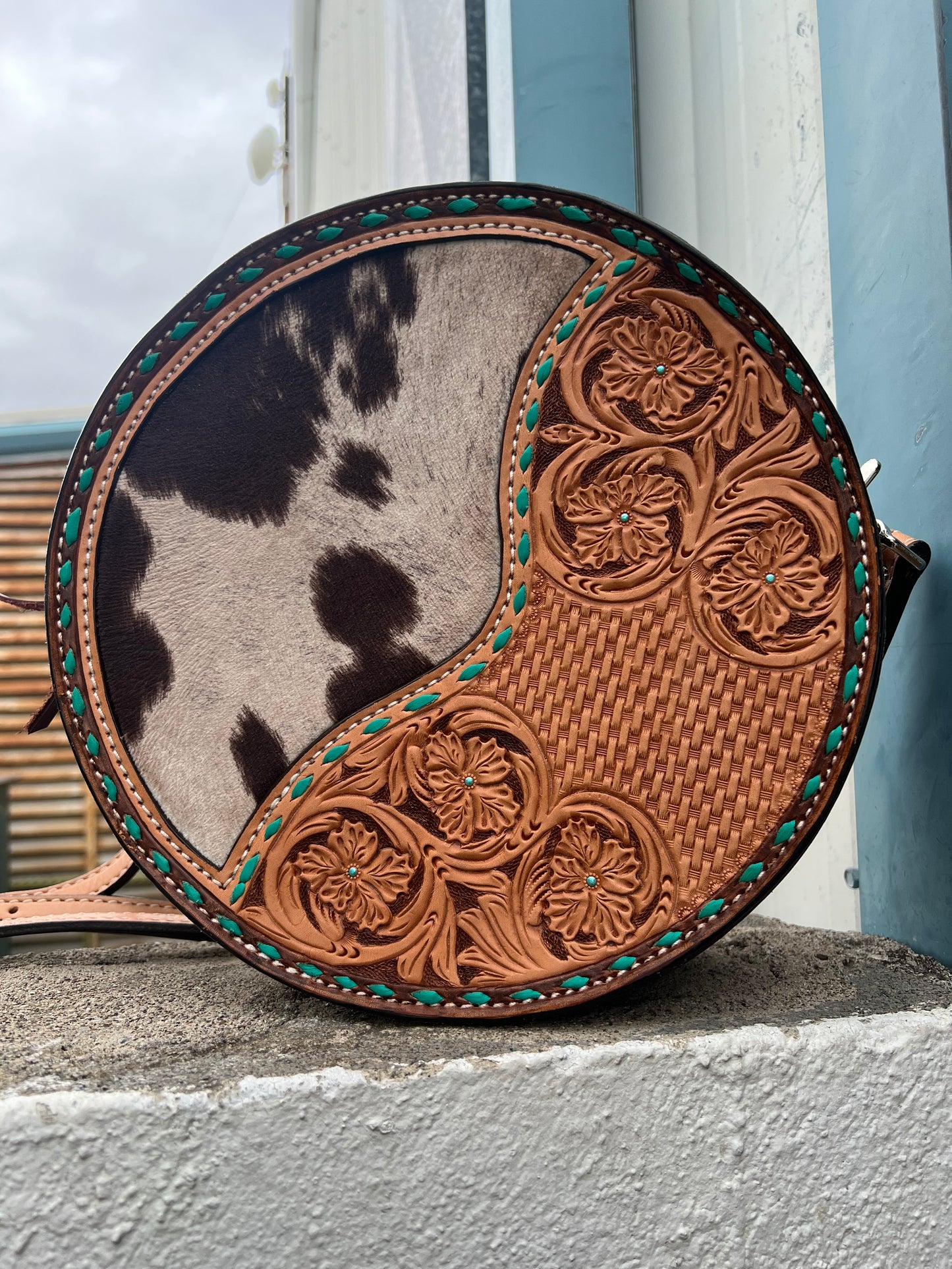 11" Turquoise Barrel Canteen Handbag